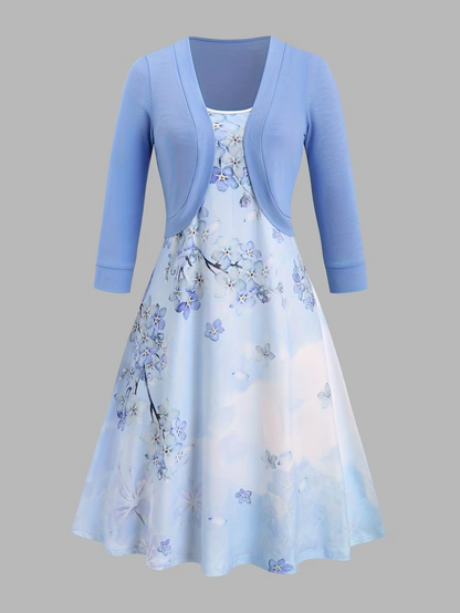 Women Elegant Top & Skirt Two-Piece Set