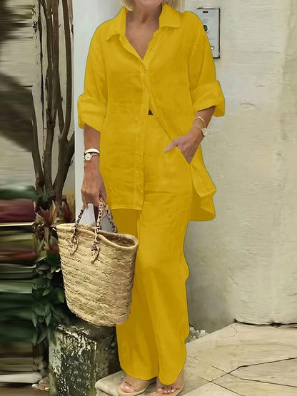 Women’s Stylish Casual Two-Piece Suit for Spring & Autumn – Comfortable Top & Matching Pants Set