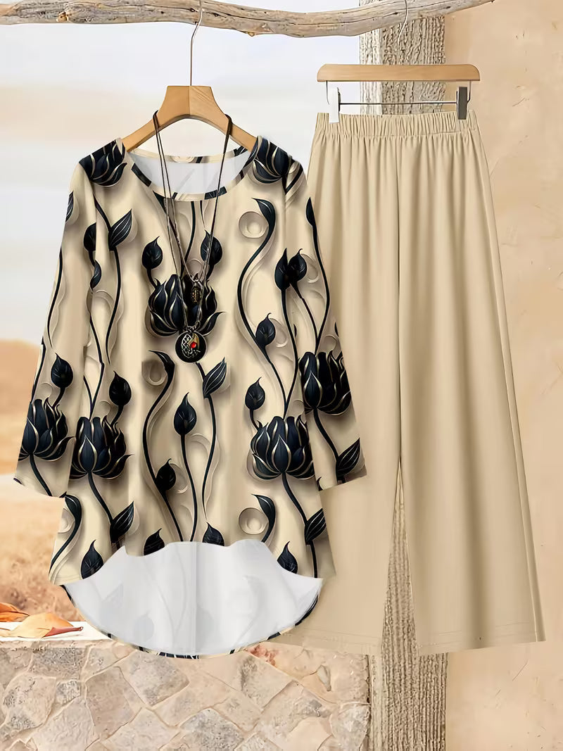 Women’s Color-Block Striped Top & Pants Set