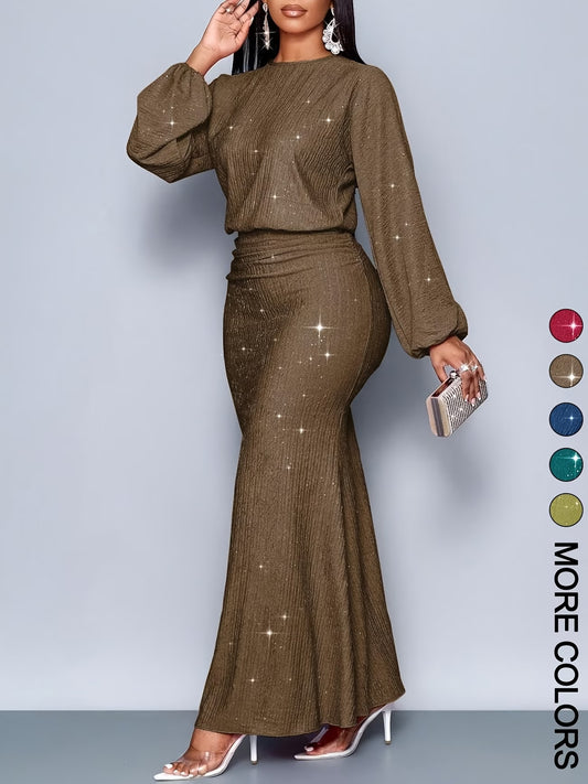 Women's Elegant Mermaid Hem Long Sleeve Bodycon Dress