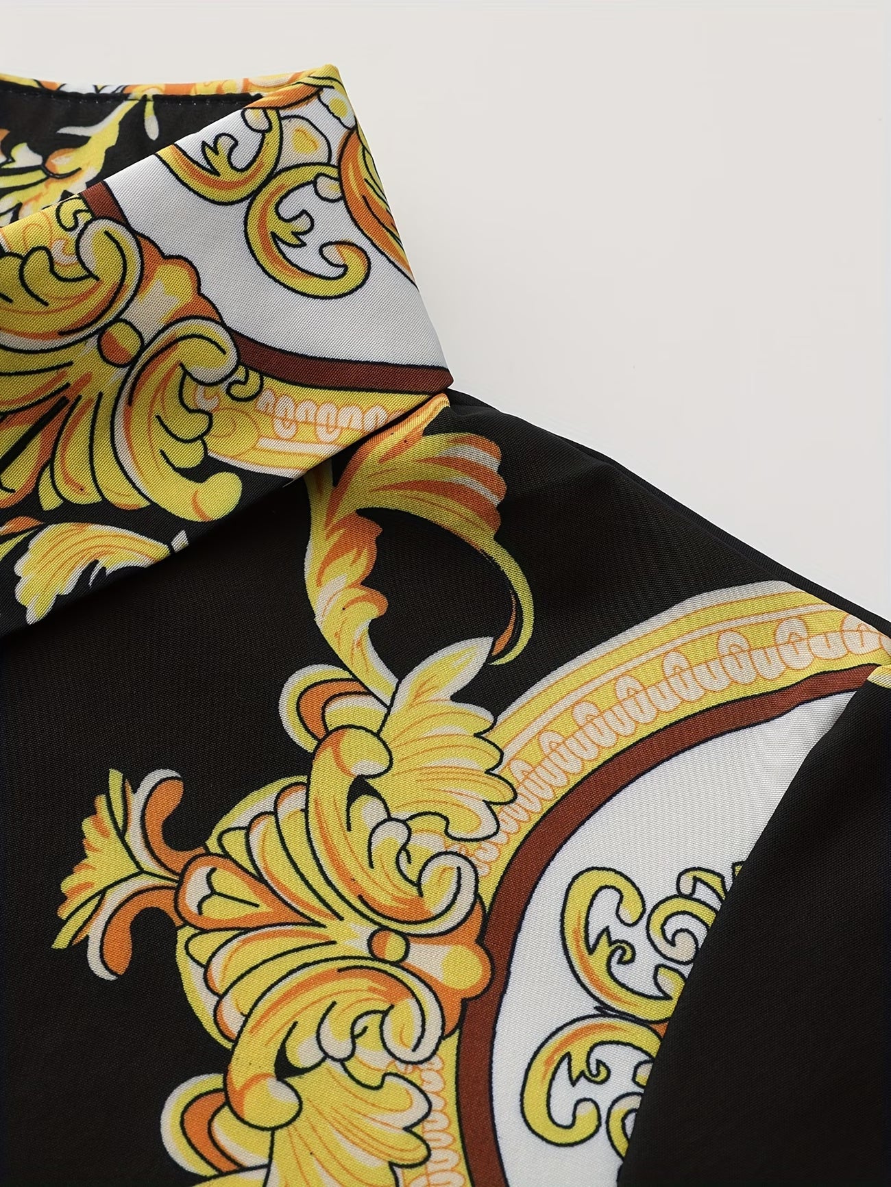 Tribal Print Lapel Button-Front Dress
