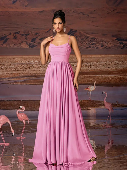 Chiffon Strapless Formal Gown – Stylish Ruched Waist Party Dress