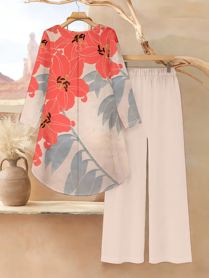 Floral Elegance Long Sleeve Co-Ord Set