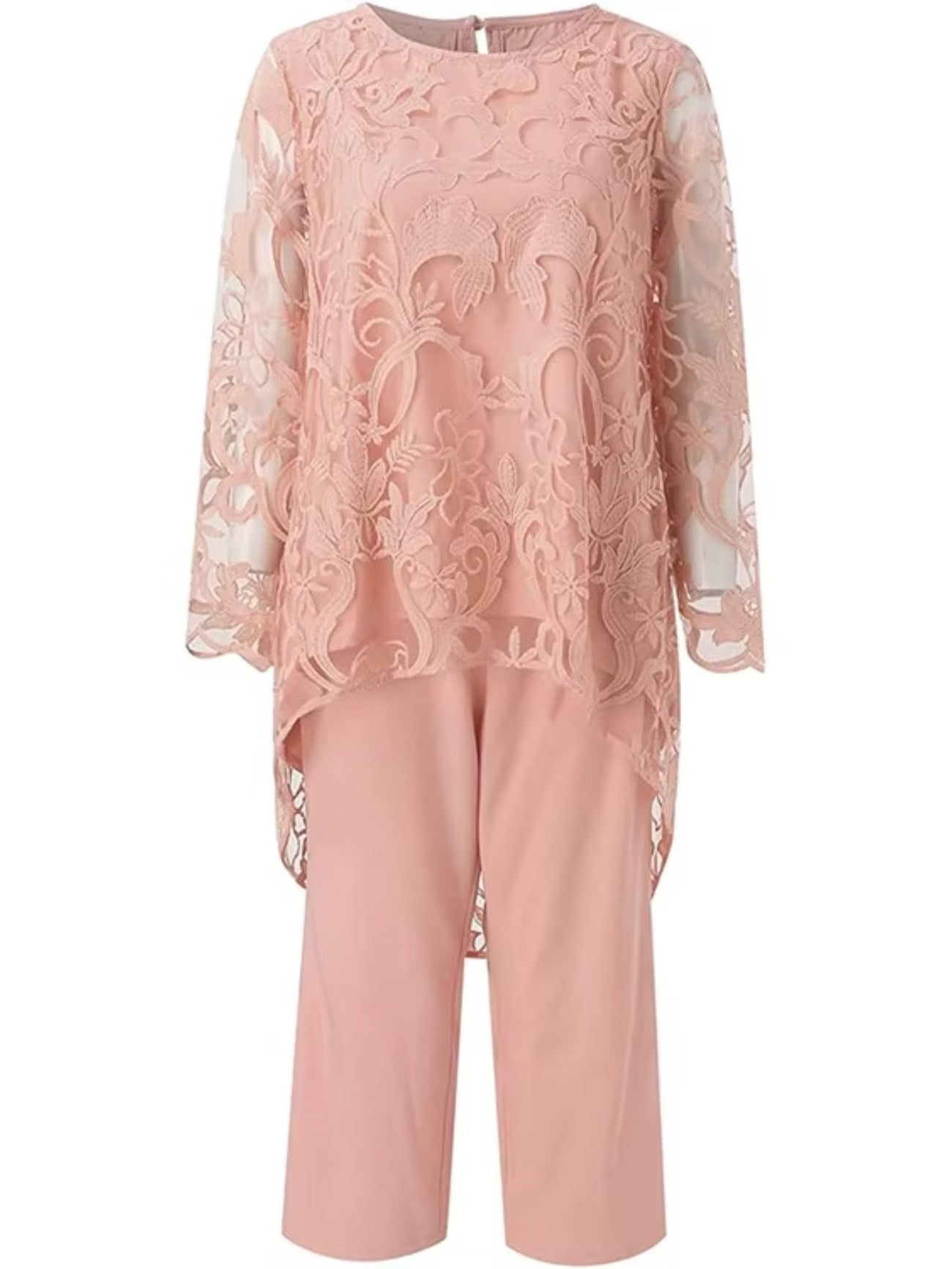 Elegant Lace Chiffon Pantsuit