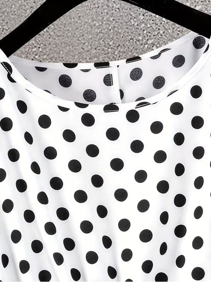 Plus Size Polka Dot Tie-Front 2-Piece Set