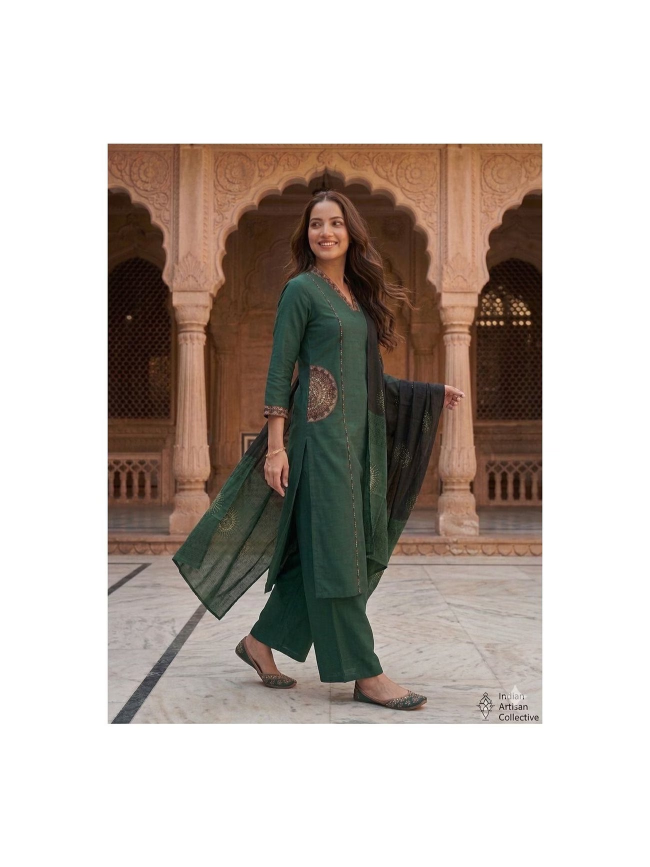 Dark Green Royal Kurta Palazzo Set 💚