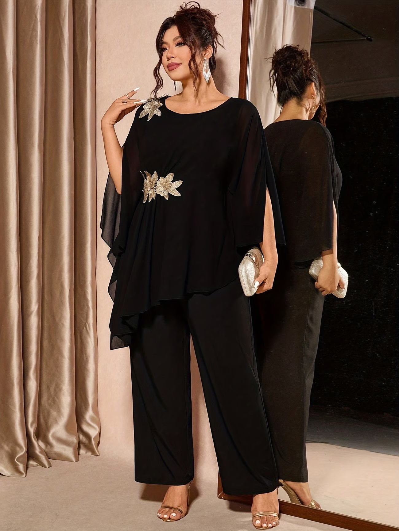Elegant Floral Asymmetrical Co-Ord Set