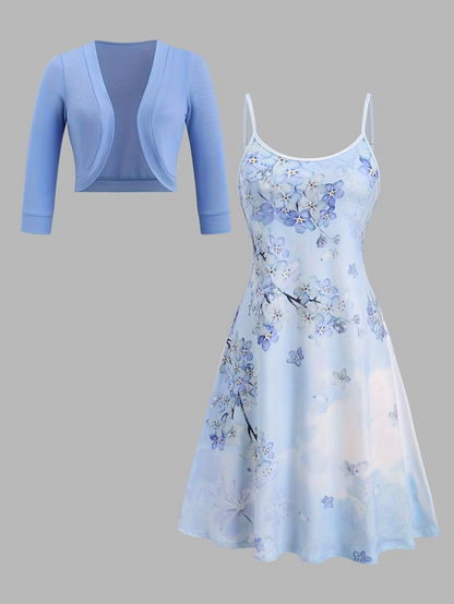 Women Elegant Top & Skirt Two-Piece Set
