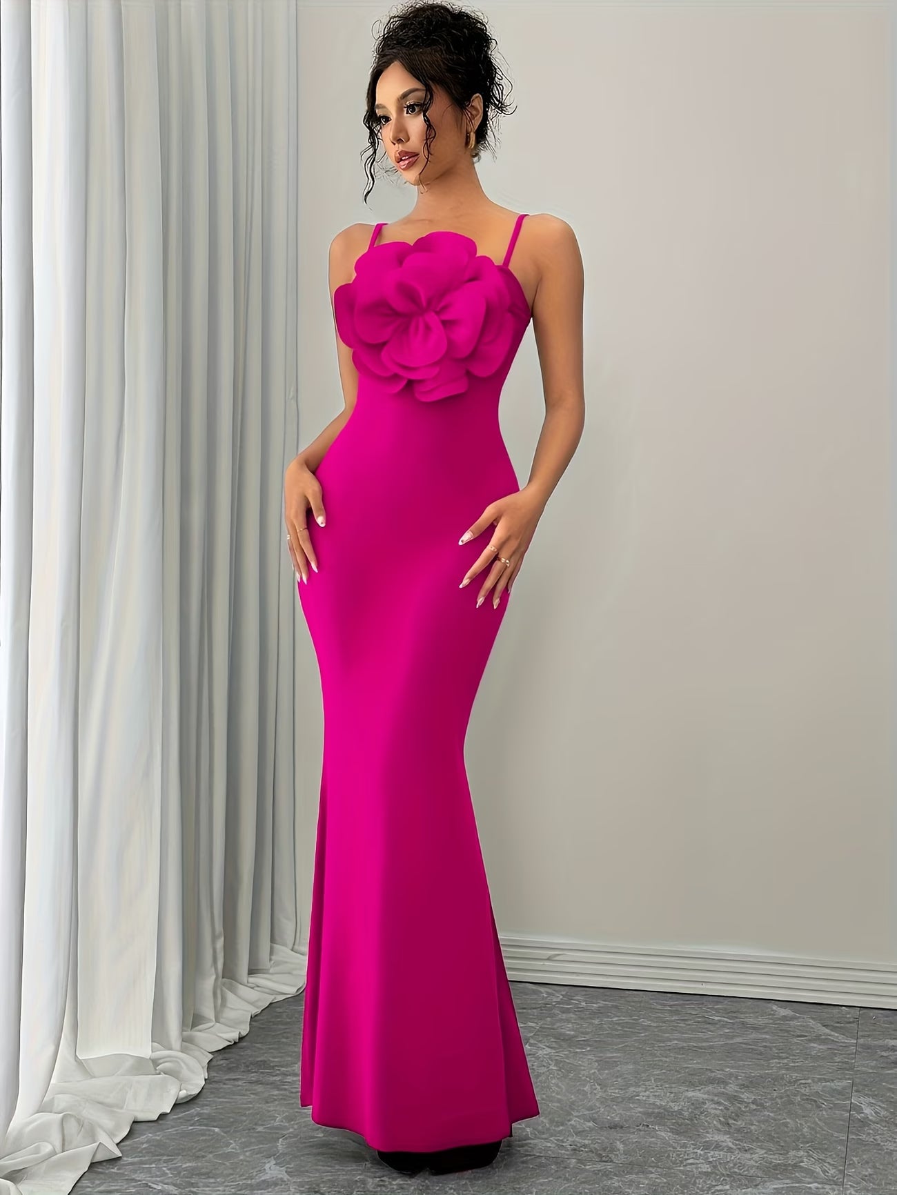 Women's Elegant 3D Floral Statement Maxi Dress