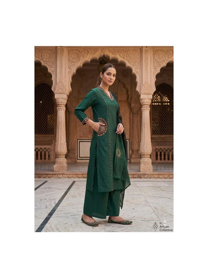 Dark Green Royal Kurta Palazzo Set 💚