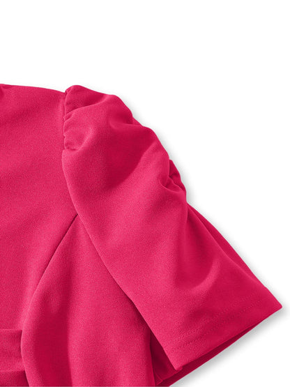 Women's Elegant V-Neck Ruffle Midi Dress with Waist Belt