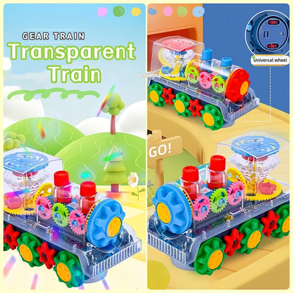 🚂 Electric Transparent Gear Train Toy with Lights & Music 4