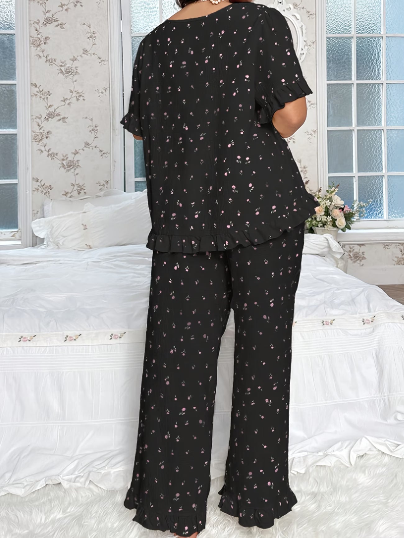 Chic Bow Print Lounge Co-Ord Set