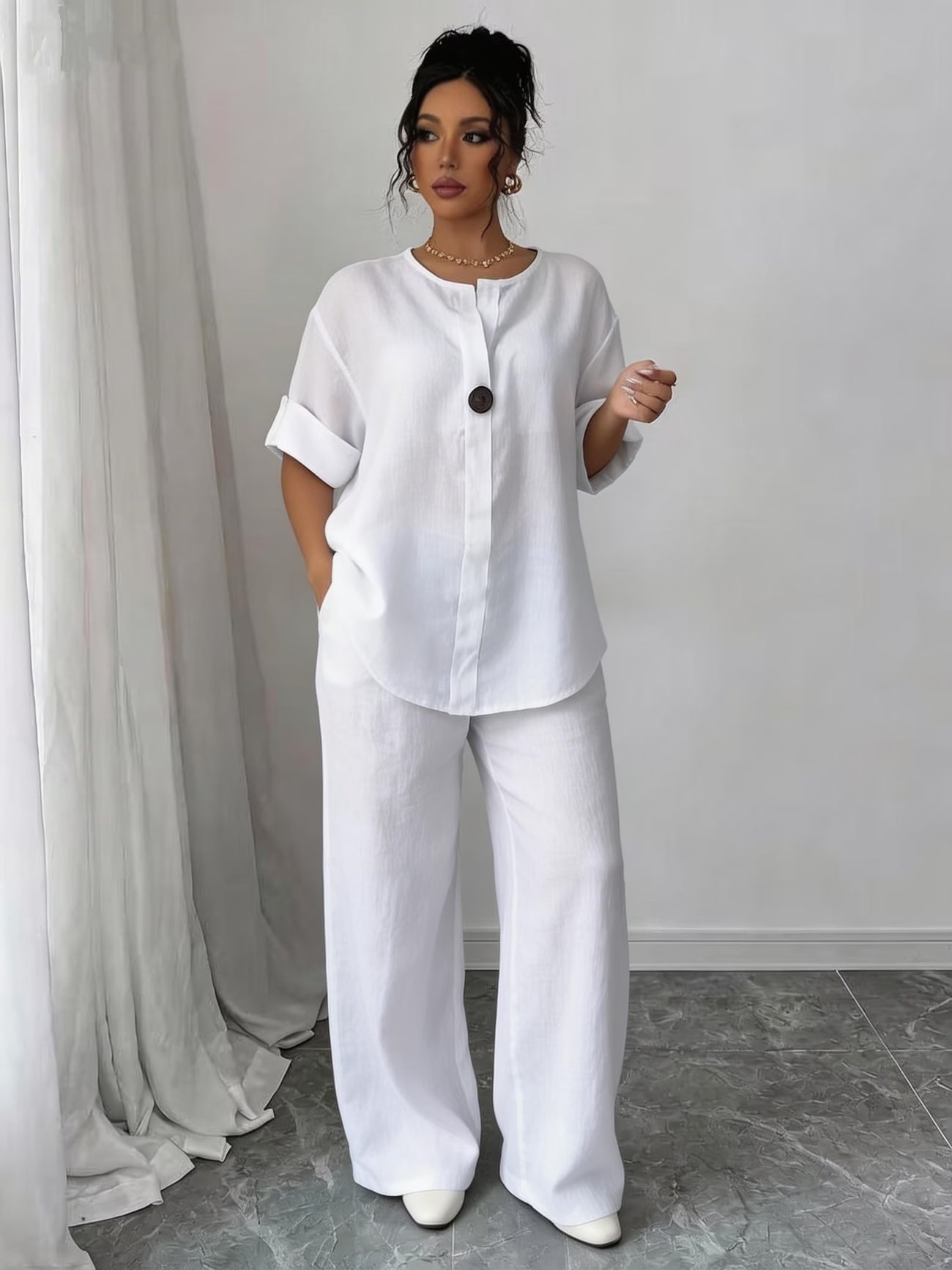 European Luxe Wide-Leg Co-Ord Set