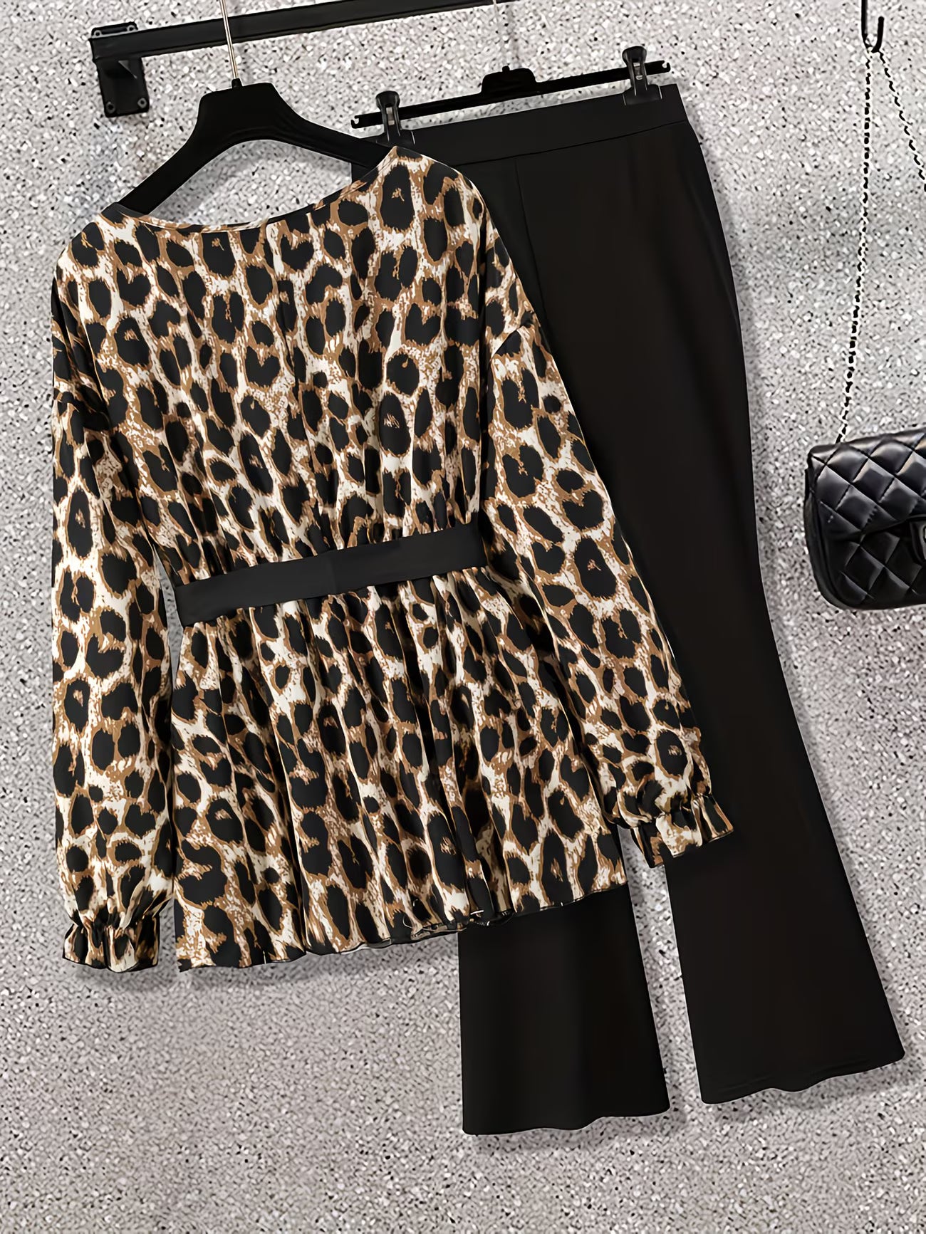 Women's Elegant Waist-Tied Top & Flared Pants Two-Piece Set