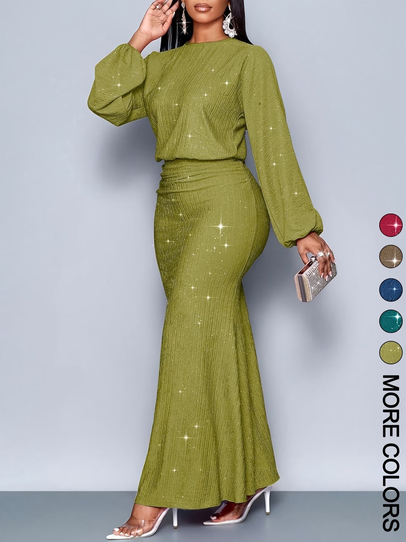 Women's Elegant Mermaid Hem Long Sleeve Bodycon Dress