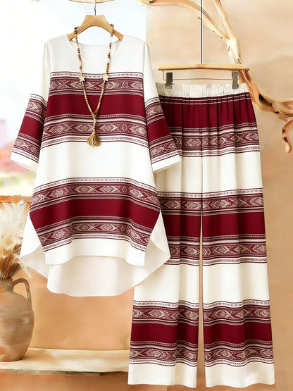 Elegant Botanical Print 2-Piece Women’s Co-Ord Set
