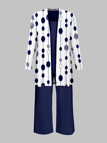 Women’s 3pcs Polka Blazer, Vest & Pants Suit