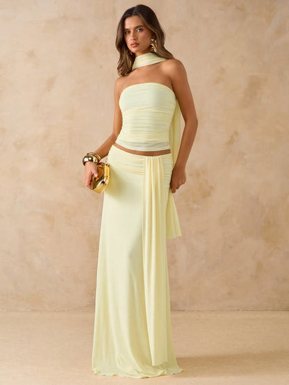 Elegant Draped Bodycon Co-Ord Set 💖