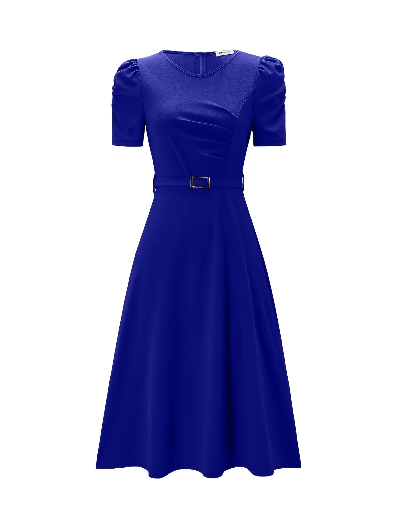 Women's Elegant V-Neck Ruffle Midi Dress with Waist Belt