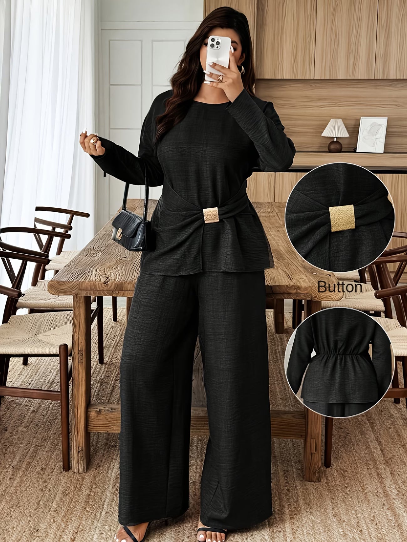 Elegant Pleated Waist Tie Co-Ord Set