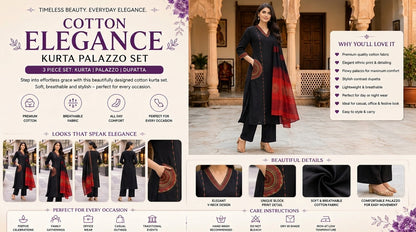 Black Royal 1 Kurta Palazzo Set 🖤