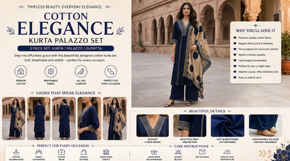 Navy Royal Kurta Palazzo Set 💙