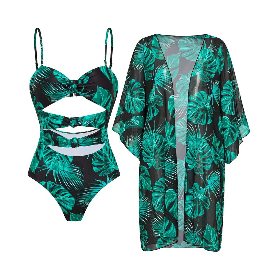 Curve-Flattering Retro Stripe Swimsuit  Bikini - High Waisted Set