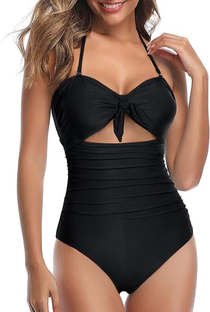 Curve-Flattering Retro Stripe Swimsuit  Bikini - High Waisted Set