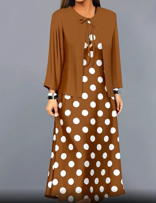 Women's Botanical Print Dress & Tie-Front Cardigan Two-Piece Set