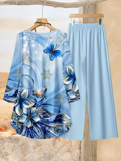 Women’s Color-Block Striped Top & Pants Set