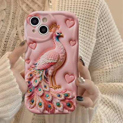 Luxury Golden Peacock Feather Glass Case for iPhone 📱✨