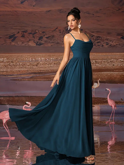Chiffon Strapless Formal Gown – Stylish Ruched Waist Party Dress