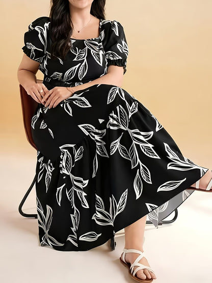 Graceful Summer Printed A-Line Maxi Dress