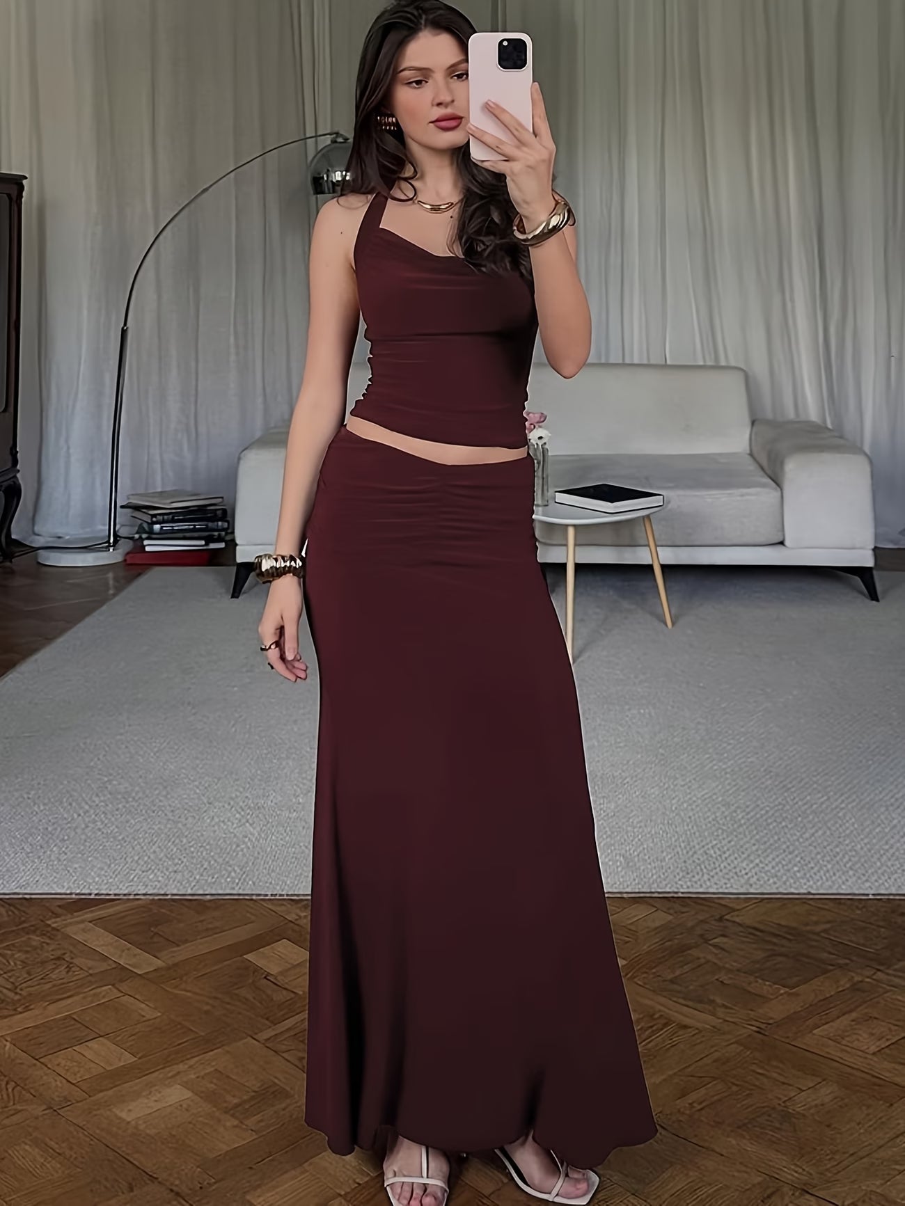 🤍 Elegant Strapless Pleated Co-Ord Set