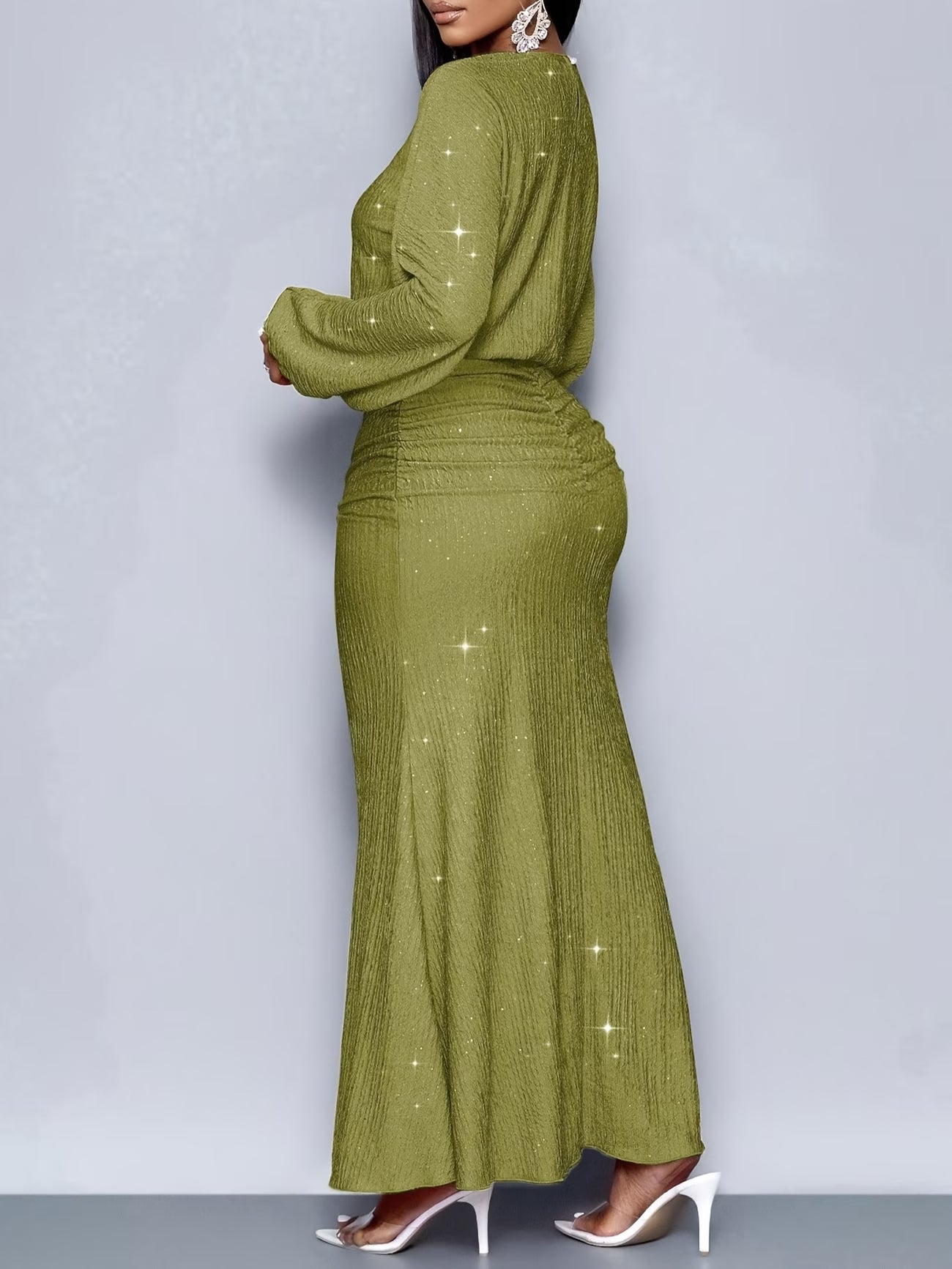 Women's Elegant Mermaid Hem Long Sleeve Bodycon Dress