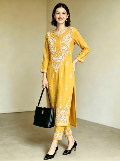 Elegant Embroidered Kurta Co-Ord Set