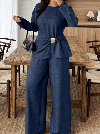 Elegant Pleated Waist Tie Co-Ord Set