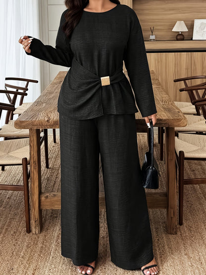 Elegant Pleated Waist Tie Co-Ord Set
