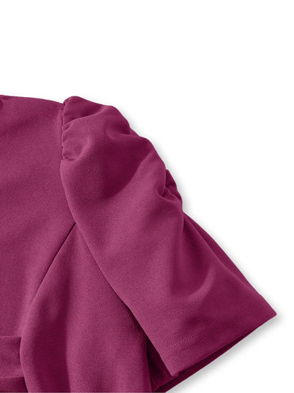 Women's Elegant V-Neck Ruffle Midi Dress with Waist Belt