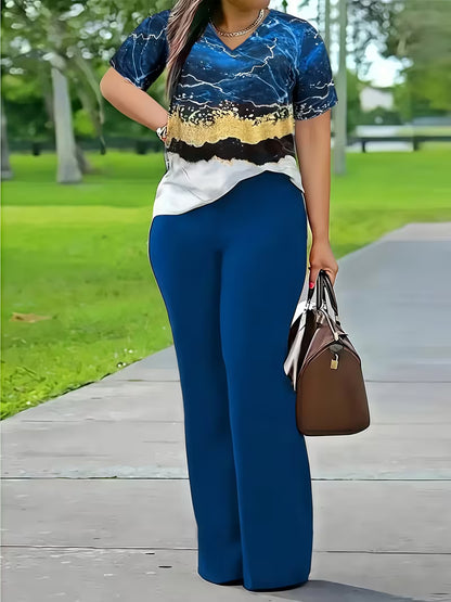 LuxePrint V-Neck Co-Ord Set