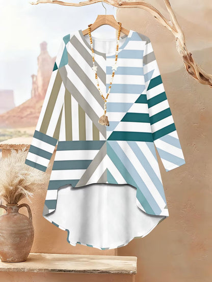 Women’s Color-Block Striped Top & Pants Set