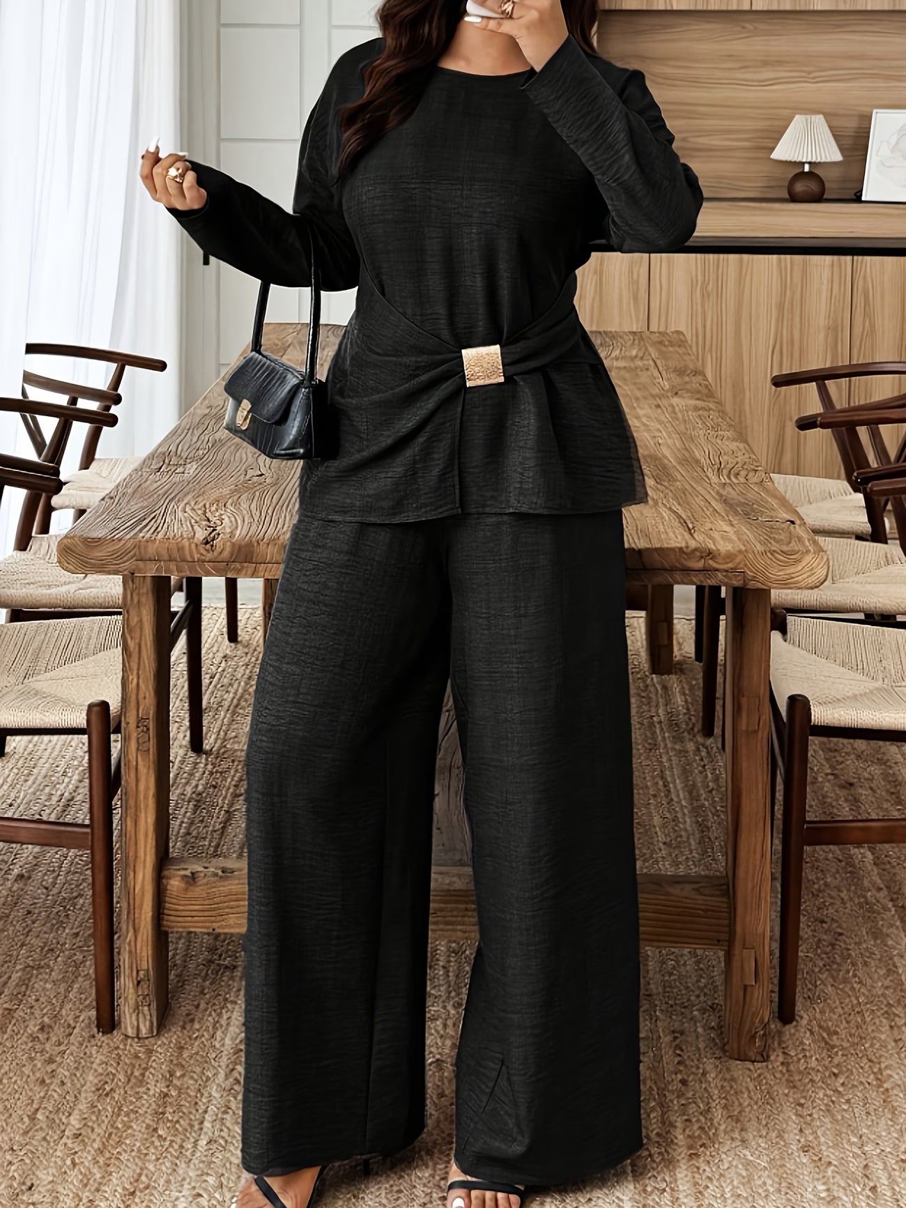 Elegant Pleated Waist Tie Co-Ord Set