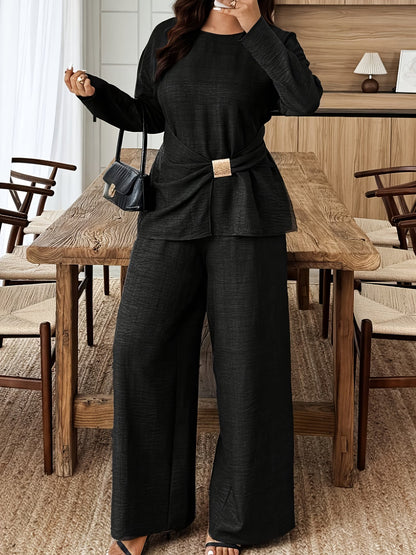 Elegant Pleated Waist Tie Co-Ord Set