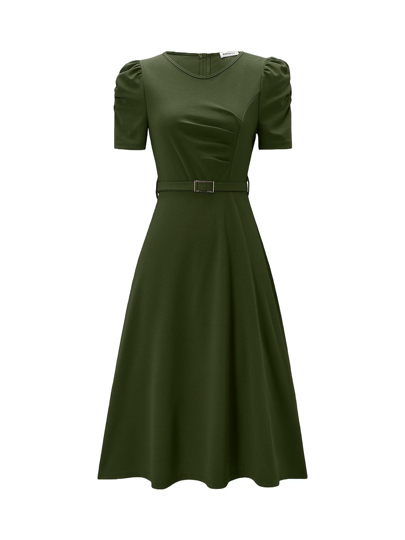 Women's Elegant V-Neck Ruffle Midi Dress with Waist Belt