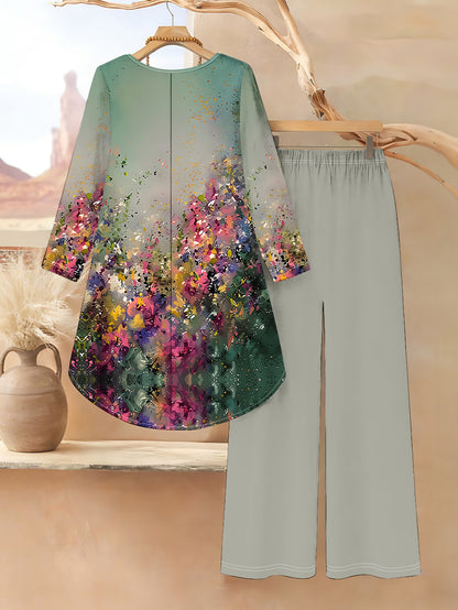 Floral Elegance Long Sleeve Co-Ord Set
