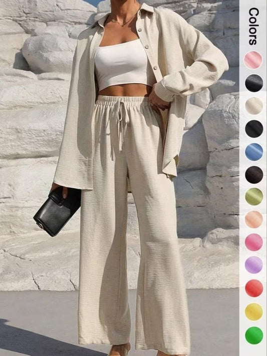 Women's Solid Long Cardigan & Pants Co-Ord Set