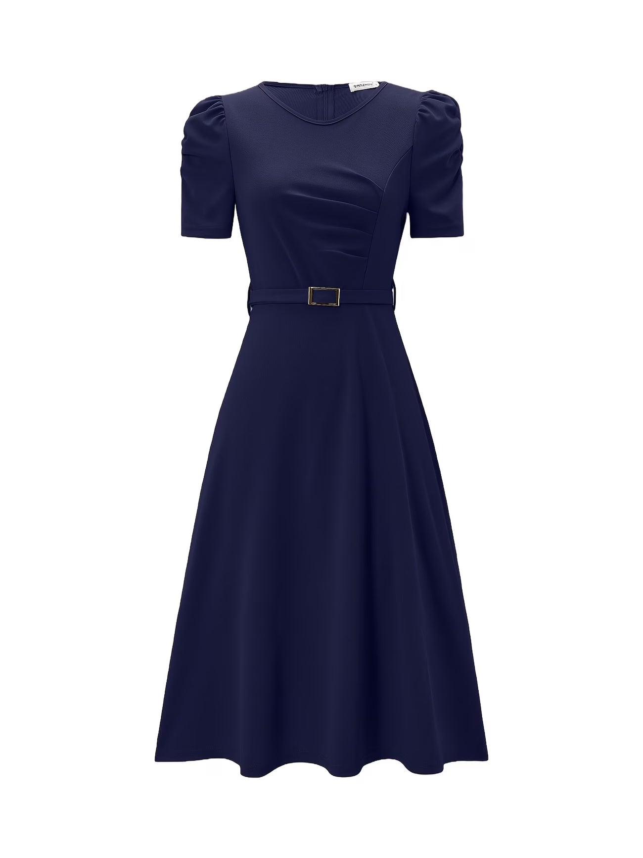 Women's Elegant V-Neck Ruffle Midi Dress with Waist Belt