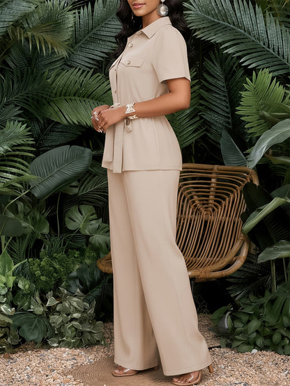 Chic Drawstring Wide-Leg Co-Ord Set