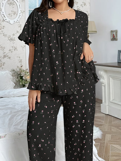 Chic Bow Print Lounge Co-Ord Set